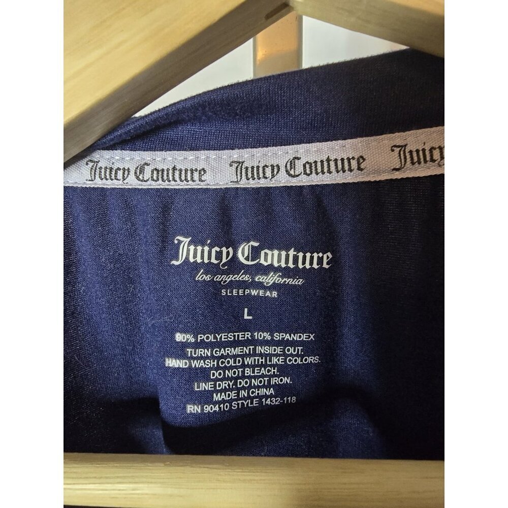 Juicy Couture Rhinestone Sleepwear/Loungewear 2 Pc Set Navy Blue Size LARGE - Picture 3 of 11